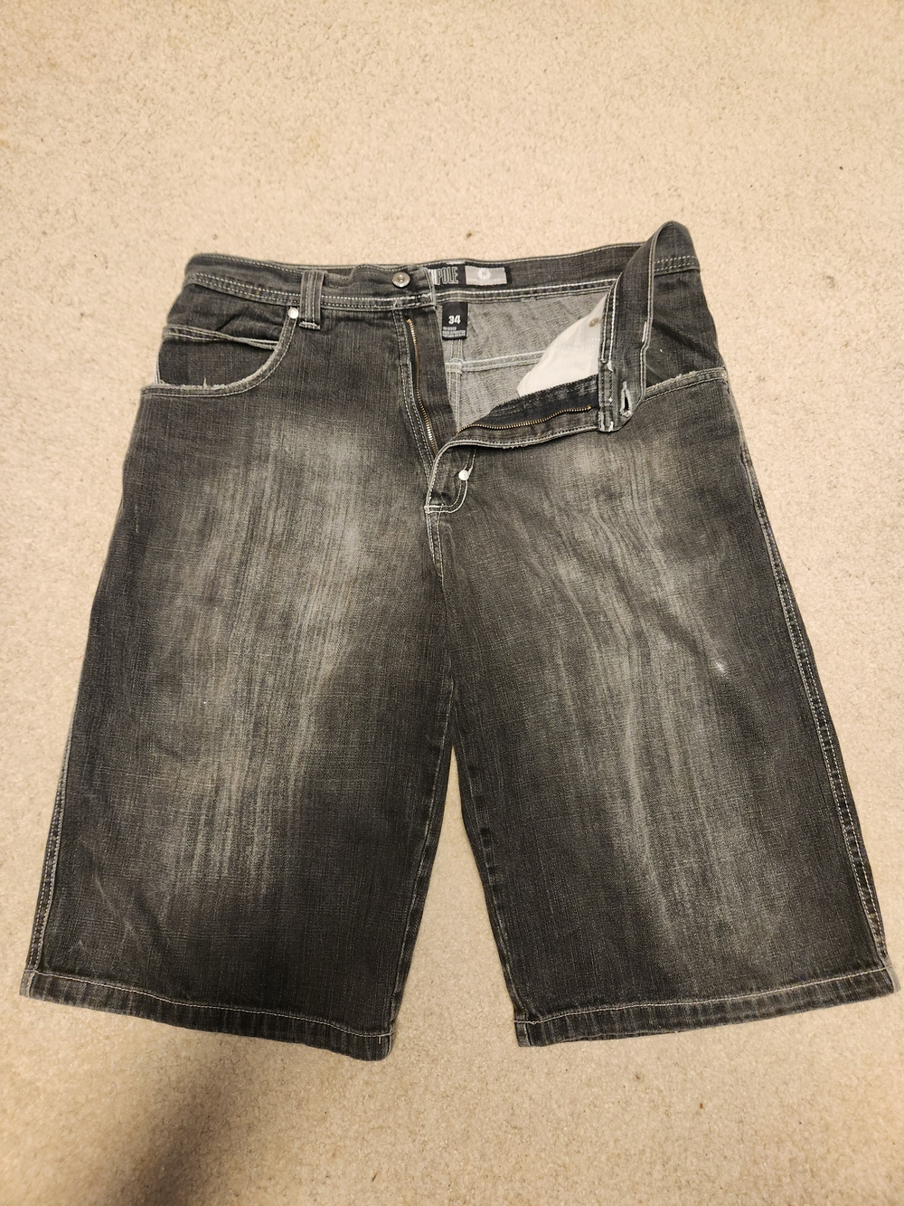 South Pole Men's Faded Black Denim Jean Shorts